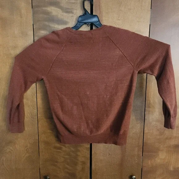 D21  J Crew Slim Fit Crew Neck Long Sleeve Sweater Men's Medium Rust Cotton - Picture 3 of 6